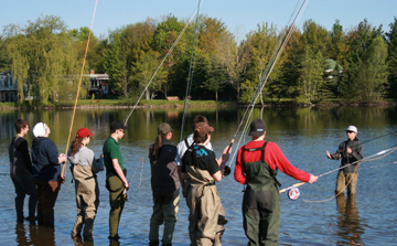 Class of Students learning to Fly Fish